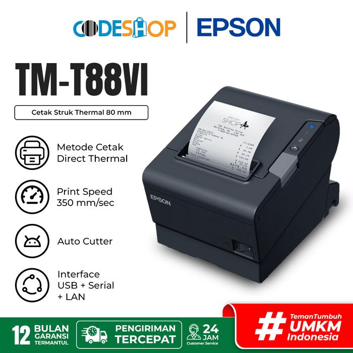 Gambar NEW Printer POS Kasir Thermal EPSON TMT88VI | TMT 88 VI | TM-T88VI - USB+SERIAL+LAN dari Codeshop Indonesia undefined Tokopedia