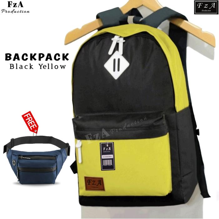 Gambar Tas Ransel Laptop Pria Wanita Backpack Tas Punggung Distro FzA SW03 - Black yellow + dari FzA Official undefined Tokopedia