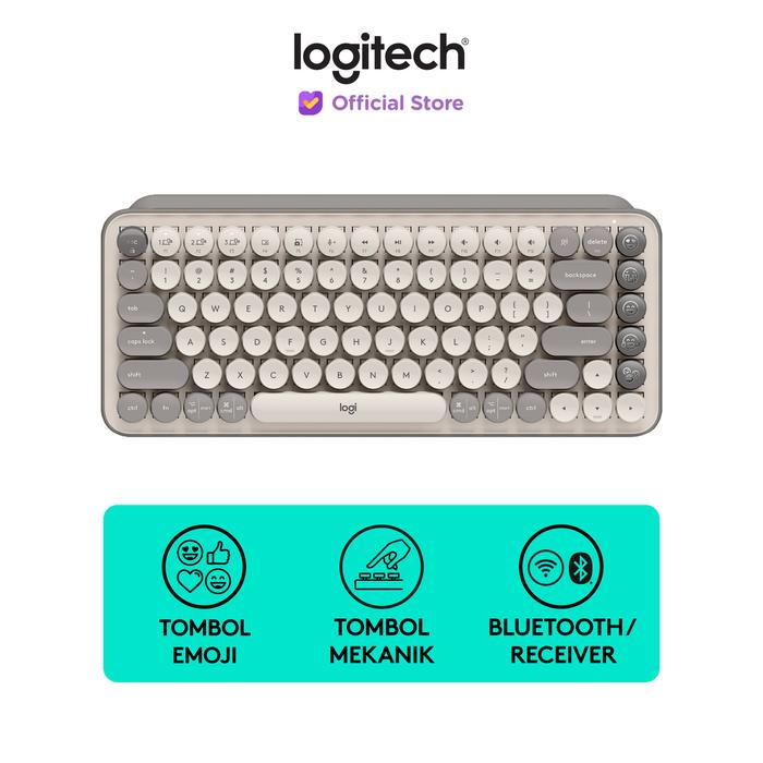 Gambar Logitech POP Keys Keyboard Wireless Mechanical Compact, Emoji Keys - Mist Sand dari Logitech Official Store undefined Tokopedia
