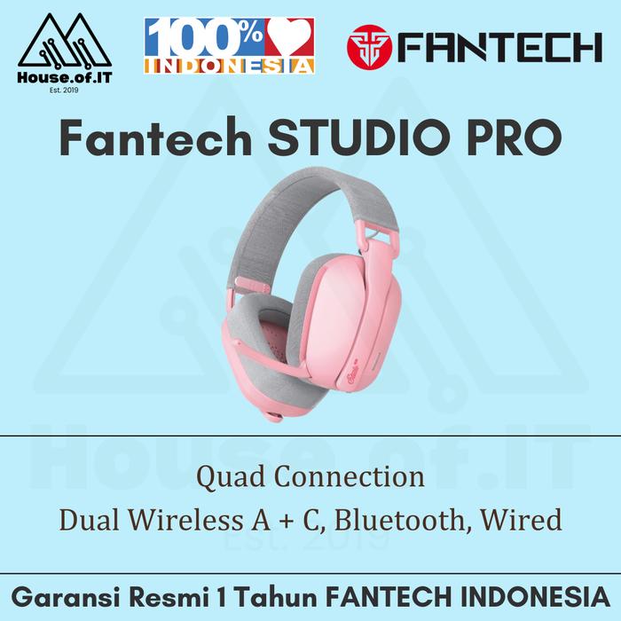 Gambar Headset Gaming Blueooth Fantech Studio PRO WGH03P Wireless Headphone - Merah Muda dari House Of IT undefined Tokopedia
