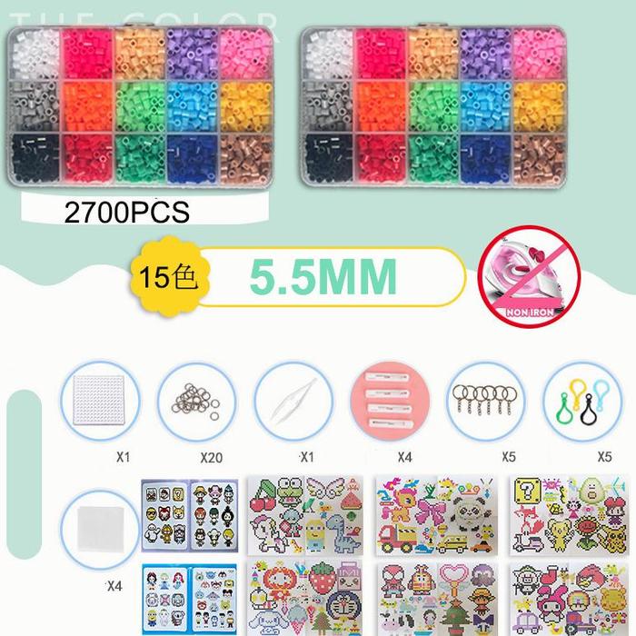 Gambar [YUMI] 5.5 Mm DIY Perler Fuse Beads Kit Kerajinan Manik Set Pendidikan - 2700pcs no iron dari TOKO YUMITA undefined Tokopedia