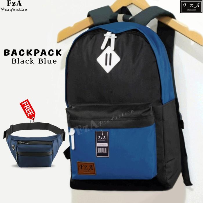 Gambar Tas Ransel Laptop Pria Wanita Backpack Tas Punggung Distro FzA SW03 - Black Blue + dari FzA Official undefined Tokopedia