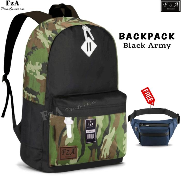 Gambar Tas Ransel Laptop Pria Wanita Backpack Tas Punggung Distro FzA SW03 - Black Army + dari FzA Official undefined Tokopedia