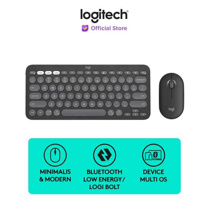 Gambar Logitech Pebble 2 Combo, Keyboard dan Mouse Wireless Bluetooth - Tonal Graphite dari Logitech Official Store undefined Tokopedia