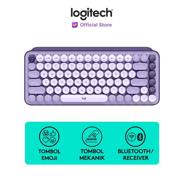 Gambar Logitech POP Keys Keyboard Wireless Mechanical Compact, Emoji Keys - Cosmos Lavender dari Logitech Official Store undefined Tokopedia