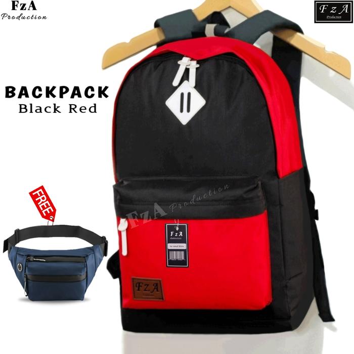 Gambar Tas Ransel Laptop Pria Wanita Backpack Tas Punggung Distro FzA SW03 - Black Red + dari FzA Official undefined Tokopedia