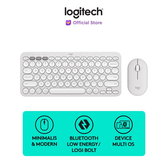 Gambar Logitech Pebble 2 Combo, Keyboard dan Mouse Wireless Bluetooth - Tonal White dari Logitech Official Store undefined Tokopedia