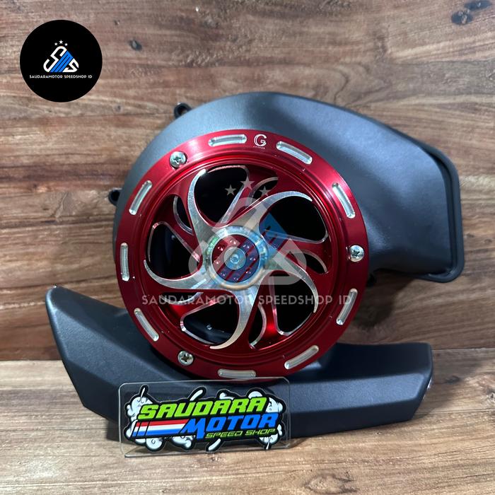 Gambar COVER / TUTUP KIPAS SET SPINNER CNC PUTAR MODEL VESMET YAMAHA MATIC 1 - RED SHURIKEN, MIO M3 dari SAUDARAMOTOR SPEEDSHOP ID undefined Tokopedia