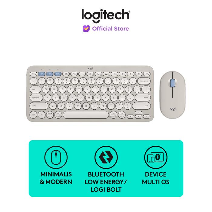 Gambar Logitech Pebble 2 Combo, Keyboard dan Mouse Wireless Bluetooth - Tonal Sand dari Logitech Official Store undefined Tokopedia
