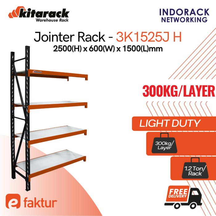 Gambar Rak Gudang Besi 300kg per Layer Rack Gudang 2.5M P 1.5M Jointer Hitam - Merah, 3 Layer dari Indorack Networking undefined Tokopedia