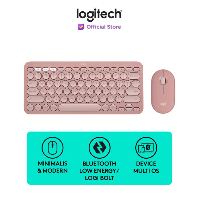 Gambar Logitech Pebble 2 Combo, Keyboard dan Mouse Wireless Bluetooth - Tonal Rose dari Logitech Official Store undefined Tokopedia