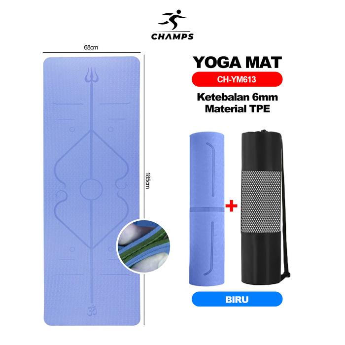 Gambar CHAMPS Matras Yoga Mat 6mm Double Layer Karpet Matras Yoga Senam Olahraga Perlengkapan Fitness Mat Berstandar SNI Anti Slip TPE Tebal 2 Lapis Olahraga Alas Senam Gym - Biru dari Champs Indonesia undefined Tokopedia
