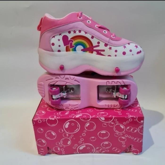 Gambar Sepatu Roda Anak/Sepatu Roda Anak Perempuan/Rollers Shoes 4 Roda - 4 Pelangi Pink, 30 dari tokosmartwheel undefined Tokopedia