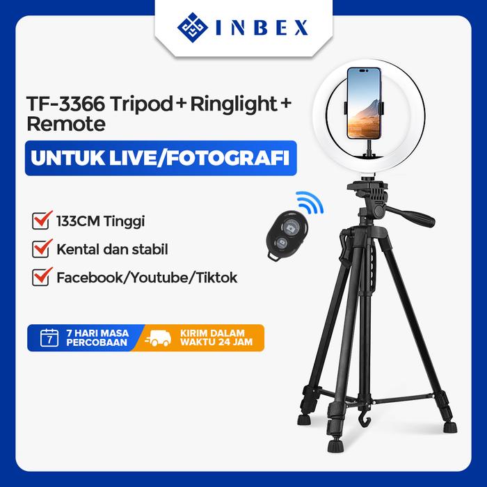 Gambar INBEX Ring Light 26cm dan tripod Paket +3366 Tripod+3 Tas/Storage Bag - 3366 kit  dari INBEX Official Store undefined Tokopedia