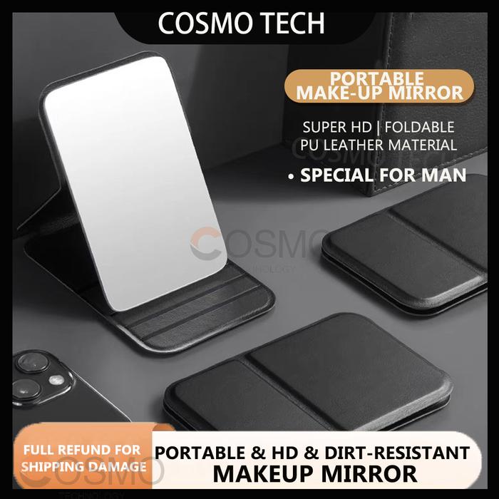 Gambar COSMO-TECH MAKE UP MIRROR,PU LEATHER MINI CERMIN MAKE UP,CERMIN LIPAT KECIL PENCITRAAN YANG SANGAT JERNIH - Hitam dari COSMO-TECH undefined Tokopedia