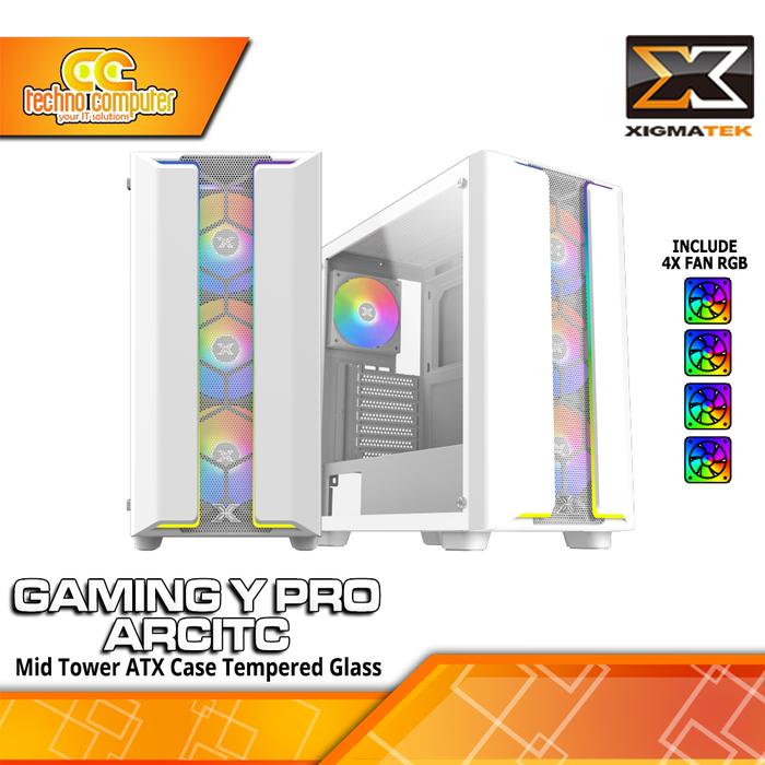Gambar CASING XIGMATEK GAMING Y PRO - Mid Tower ATX Case Tempered Glass (Free 4x RGB Fan) - Putih dari Techno Computer Bali undefined Tokopedia