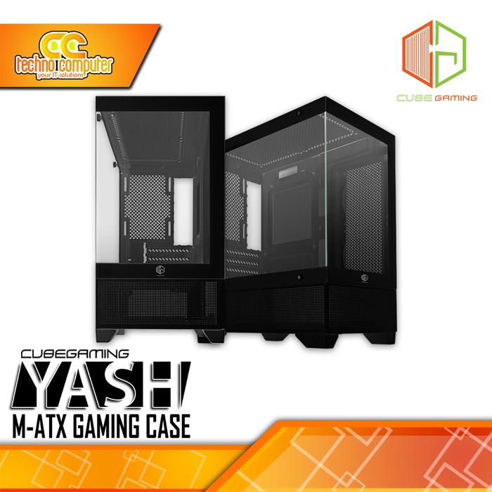 Gambar CASING CUBE GAMING YASH - Mid Tower mATX Case Tempered Glass - Hitam dari Techno Computer Bali undefined Tokopedia