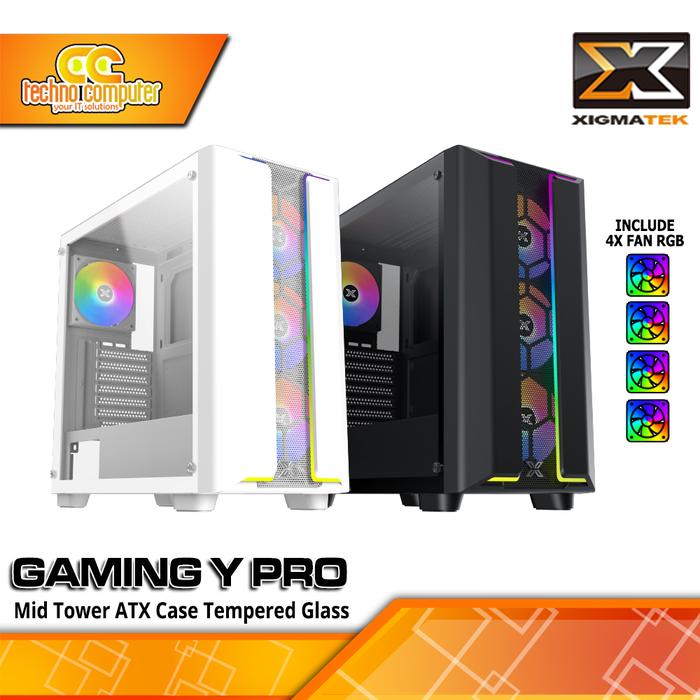 Gambar CASING XIGMATEK GAMING Y PRO - Mid Tower ATX Case Tempered Glass (Free 4x RGB Fan) dari Techno Computer Bali undefined Tokopedia