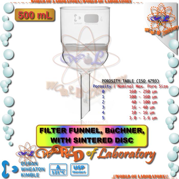 Gambar DURAN Filter Funnel, Buchner with Sintered Disc, Variable Capacity & Porosity - 500 mL, Porosity 3 dari WORLD OF LABORATORY undefined Tokopedia