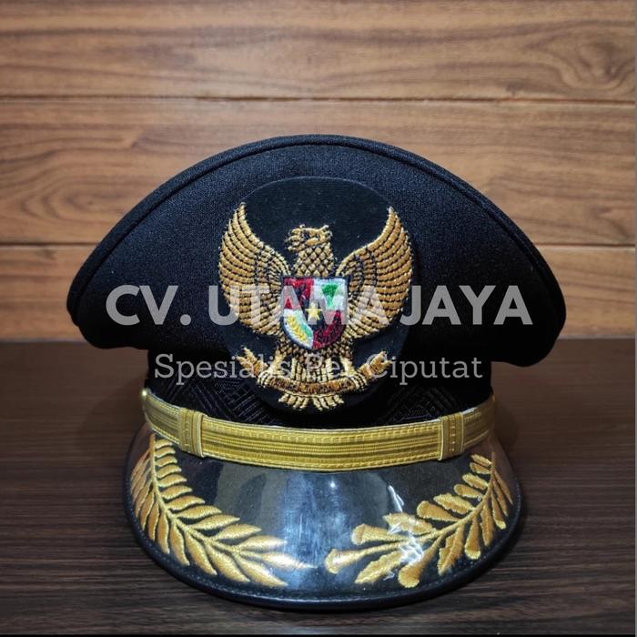 Gambar Topi Pet PDU Garuda Kades Lurah Camat Gubernur walikota bordir Pria Putih Abu Emas - ListKuningBordi, 54 dari Cv UtamaJaya undefined Tokopedia