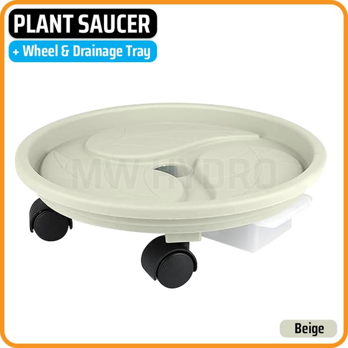 Gambar Plant Pot Saucer + Wheel & Drainage Tray, Alas Tatakan Pot Bunga, 26 cm - Beige dari MW Hydro undefined Tokopedia