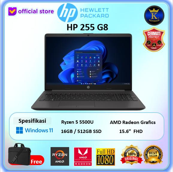 Gambar Laptop Hp 15 255 G8 Ryzen 5 5500U 16GB 512GB SSD WIN11 15.6" FULL HD - NON BUNDLING, 8GB/256GB dari Kingz Notebook undefined Tokopedia