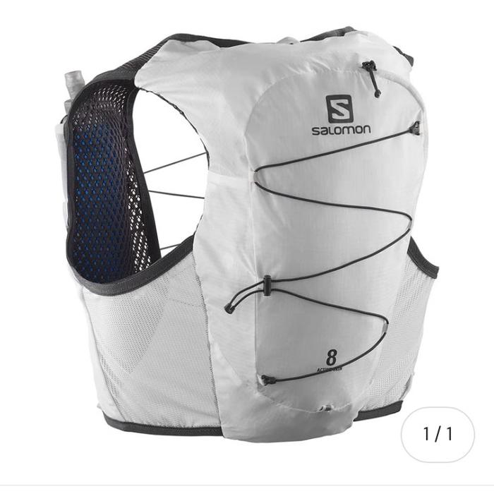 Gambar Salomon Unisex Active Skin 8 Running Vest w/ Flasks lari gunung tas - White/Ebony, XS dari Running Bites undefined Tokopedia