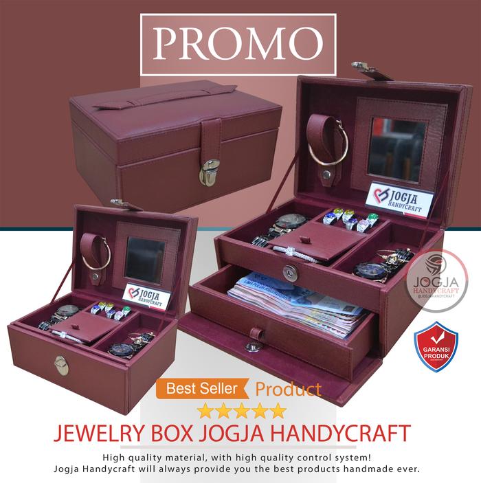 Gambar PROMO!! Jewelry Box / Kotak Tempat Perhiasan, Emas, Kalung, Cincin - Maroon dari Jogja Handycraft_NEW undefined Tokopedia