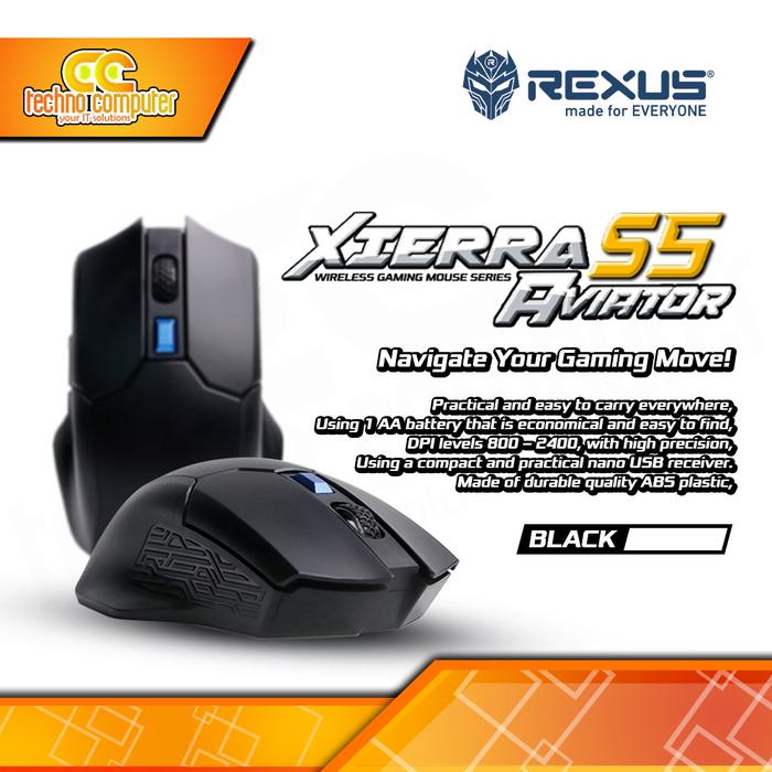 Gambar Rexus Gaming Wireless Mouse Xierra S5 Aviator 6D - Hitam dari Techno Computer Bali undefined Tokopedia