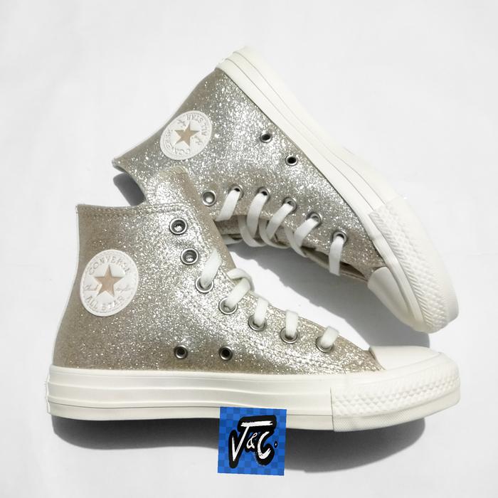 Converse Chuck Taylor All Star Glitter Sparkle Party Shine Light Gold di  Joss Tokopedia