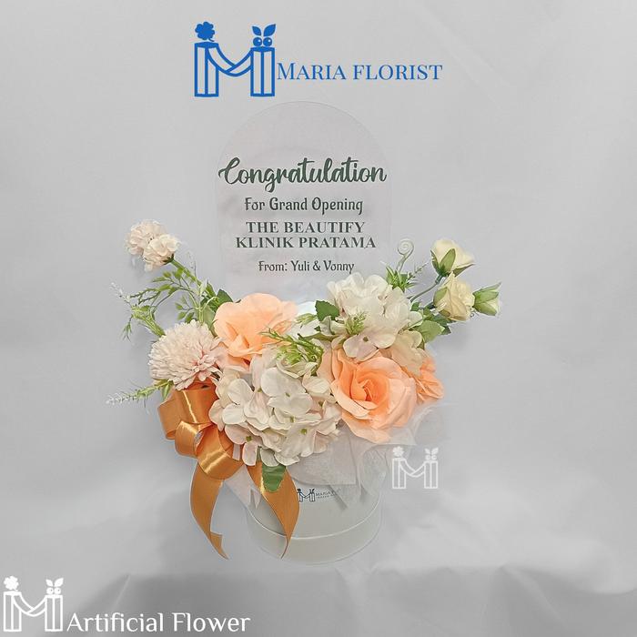 Gambar Akrilik Buket Bunga Grand Opening Bloom Box Pembukaan Toko /Wisuda - Salem, Bulat PutihSusu dari Maria Florist undefined Tokopedia