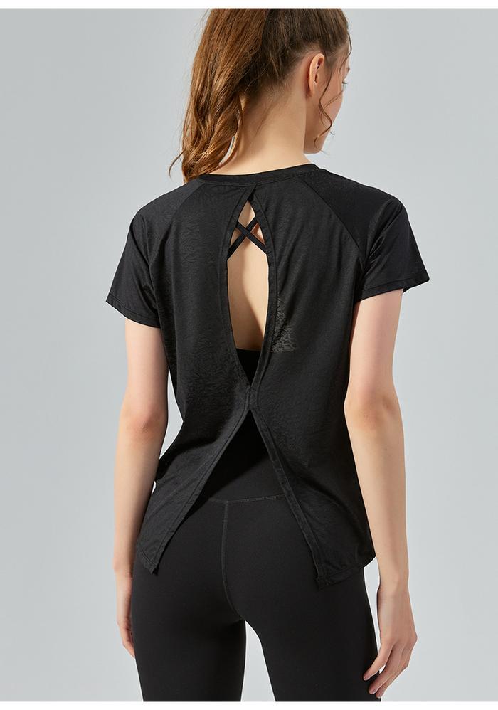 Gambar Viya Shirts Top atasan olahraga outer yoga gym fitness zumba senam running kaos pilates sporty luaran kaos dry fit - Black, S dari DomSportWear undefined Tokopedia