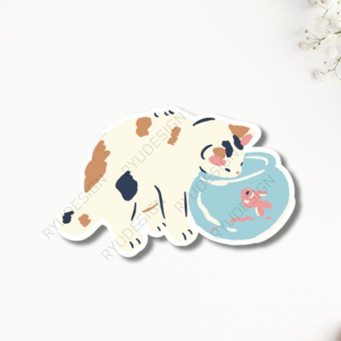 Gambar Stiker Sticker Hewan Kucing Hiu Martil Hammerhead Shark Kodok Tikus Possum Cat Frog Kartun Meme Lucu - Kucing Minum dari RyuDesignstudio undefined Tokopedia
