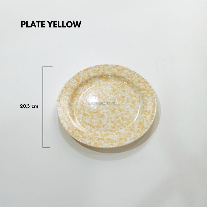 Gambar Piring Keramik Estetik Motif Vintage Retro Speckled Blirik Jadul - Plate Yellow dari Locita Decoration undefined Tokopedia