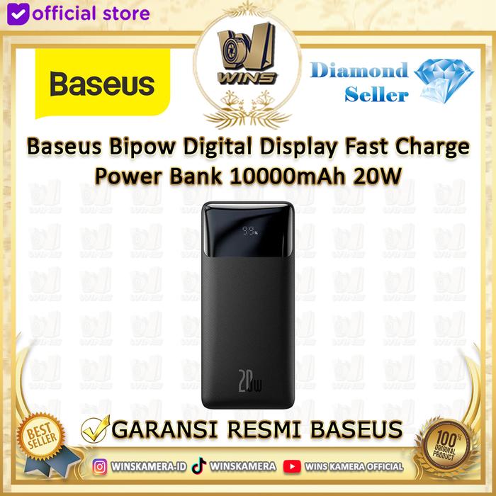 Gambar Baseus Bipow Digital Display Fast Charge Power Bank 10000mAh 20W - Black O.E dari WINS OFFICIAL STORE undefined Tokopedia
