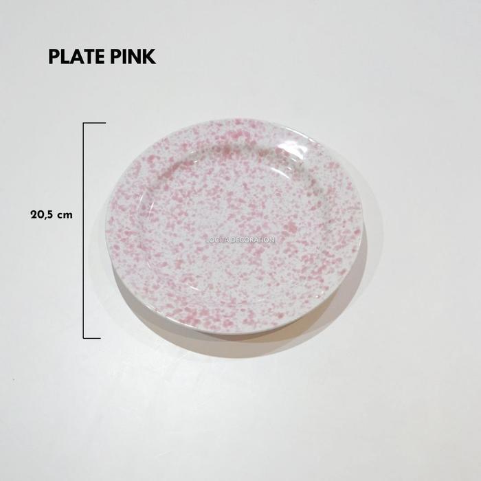 Gambar Piring Keramik Estetik Motif Vintage Retro Speckled Blirik Jadul - Plate Pink dari Locita Decoration undefined Tokopedia