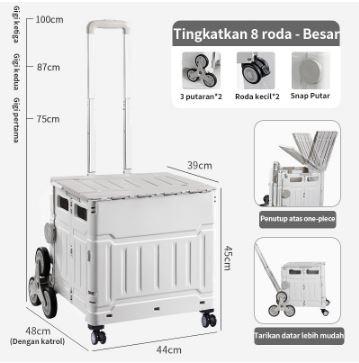 Gambar Box Troli Lipat Anjing 8 Roda Pet Trolley Shopping Stroller Foldable - Abu-abu dari senotirfan undefined Tokopedia