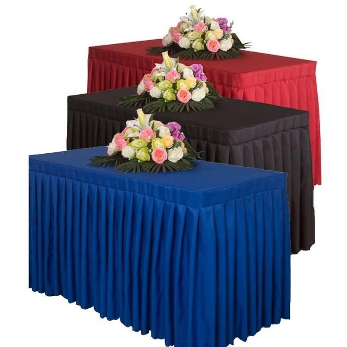 Gambar TABLE CLOTH SKIRT IBM TAPLAK MEJA PRASMANAN WEDDING TABLE CLOTH LOTTO VARIAN WARNA - Maroon, 183x60x75 cm dari Endemicastore undefined Tokopedia
