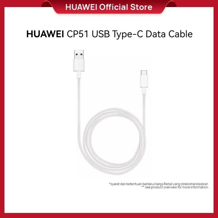 Gambar HUAWEI Data Cable 3A USB-A to USB-C (White) dari Huawei Indonesia undefined Tokopedia