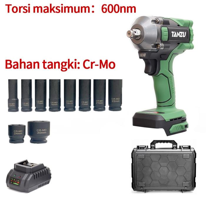 Gambar TANZU TZ-1080 Kunci Torsi Tanpa Sikat Arang Untuk Truk, Mobil, Sepeda Motor MT-21V 600nm - tanpabaterai dari TANZU Power Tools undefined Tokopedia