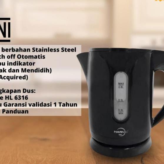 Gambar Kettle Listrik Teko Listrik Teko Air Heles 0,8Ltr SNI PUTIH Utk Hotel - Hitam dari Toko Berkat Glodok undefined Tokopedia