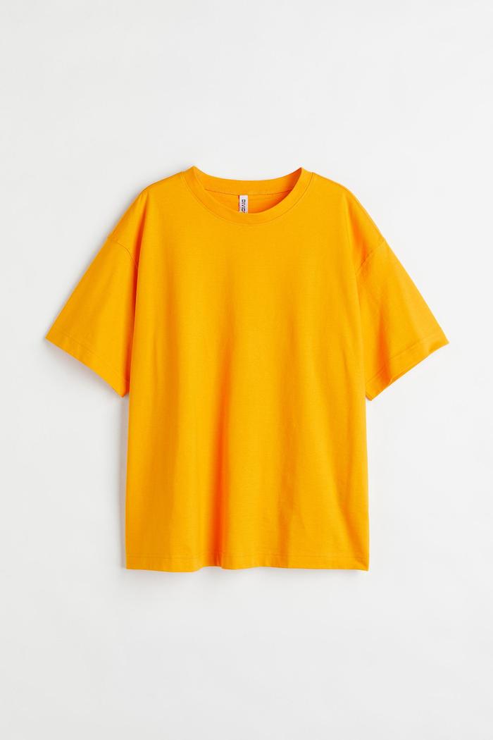 H&M Wide Cotton T-shirt Yellow M