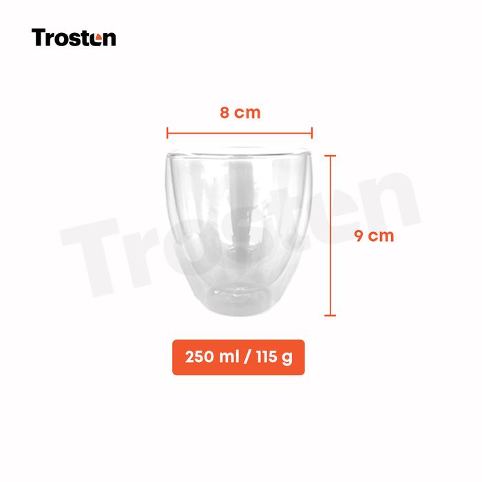 Gambar Trosten Double Wall Glass Tea / Coffee Bahan Kaca Borosilicate 2 Lapis Kaca Anti Panas Premium Gelas Kaca Teh Kopi Premium Tebal 50ml 80ml 100ml 250ml 350ml 450ml lucu estetik aesthetic mini Gelas teh kopi tanpa handle seloki teh termurah berkualitas - 250 ml dari Trosten undefined Tokopedia