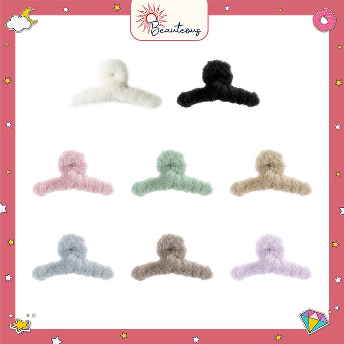 Gambar Jepit Rambut Bulu Halus Aksesoris Jedai Rambut Bulu  Korean Style - Random dari dbeauteous undefined Tokopedia