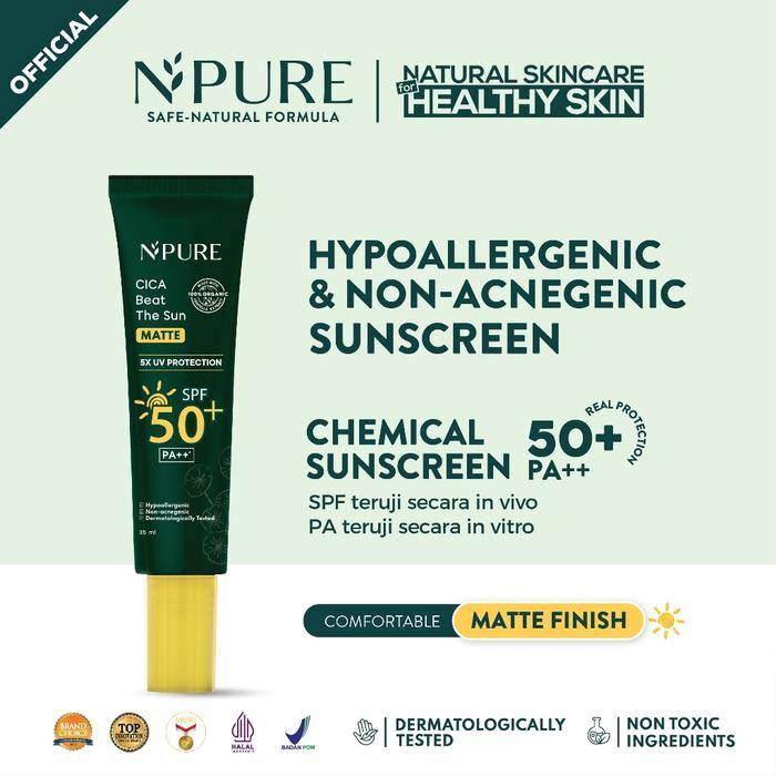 Gambar NPURE Cica Beat The Sun Sunscreen Powder Wajah SPF50 PA++++ 30ml - CREAM MATTE dari SINKER IDN undefined Tokopedia