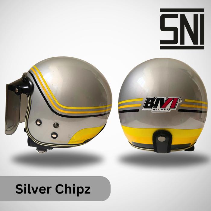 Gambar Helm Retro Wanita Pria Full Leher Dewasa Warna Terkini SNI CG Motif - Silver MC, Pet Bogo dari Chareso Mart_NEW undefined Tokopedia