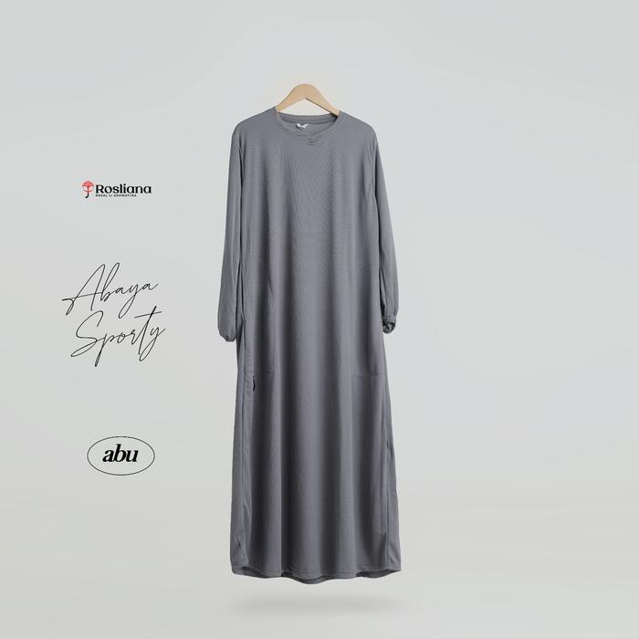 Gambar Baju olahraga panjang dan simple wanita muslim Abaya Sporty ROSLIANA - Abu-abu, XL dari ROSAL Indonesia Official undefined Tokopedia