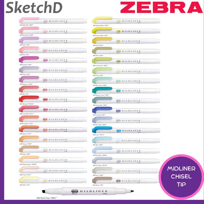 Highlighter Mildliner Zebra Double Side Mild Liner Pastel Marker Pen Gray  di Sketchd Tokopedia