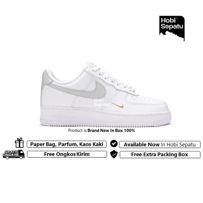 nike air force white grey gold