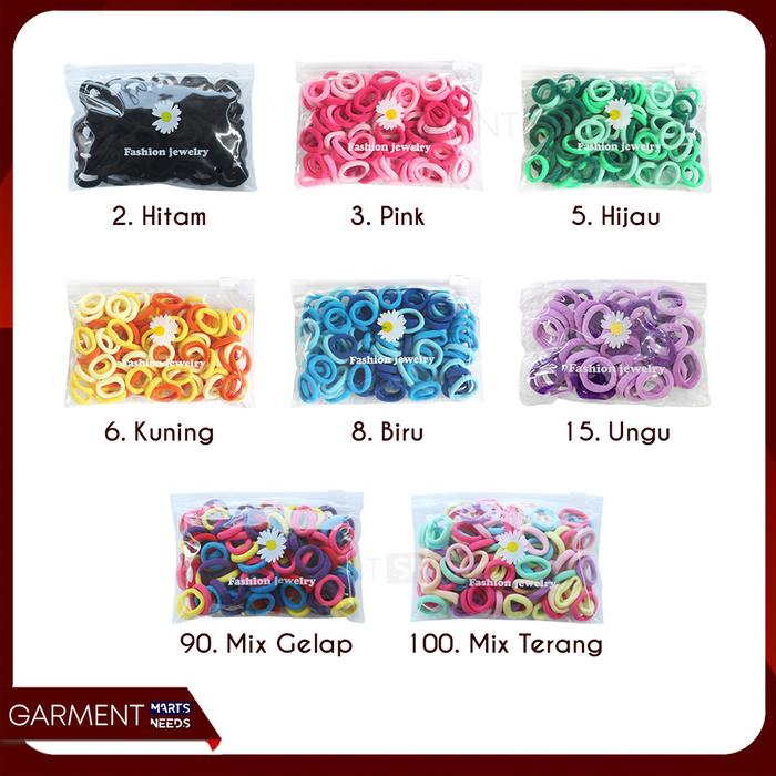 Gambar KARPOU - Ikat Rambut Donat Polos Warna Warni Korea Aksesoris Kunciran Rambut Anak Scrunchie Isi 50 FREE POUCH - Random dari Garment Sidoarjo undefined 5 Tokopedia
